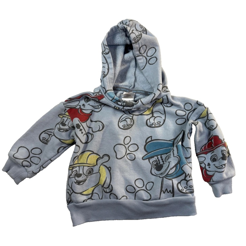 Paw Patrol Hoodie Boys 4T Blue Chase Marshall Rubble Fleece Pullover Sweatshirt